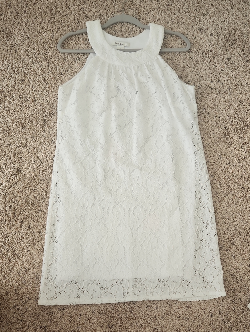 Womens' White Lace Halter Shift Dress